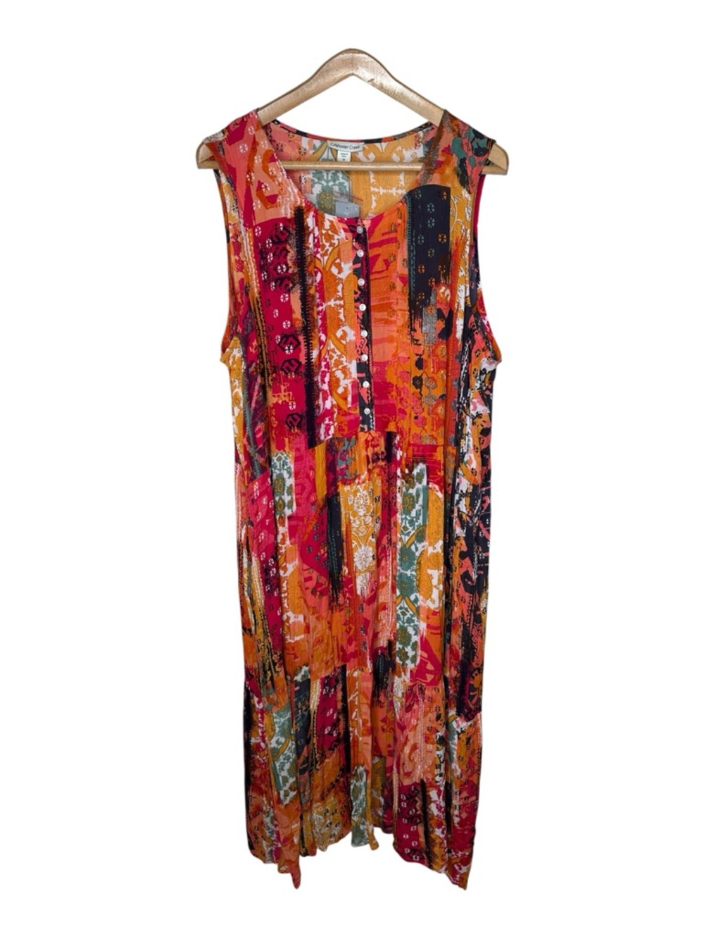 Coldwater Creek Maxi Dress Size 3X Colorful Boho Patchwork Sleeveless Lined New